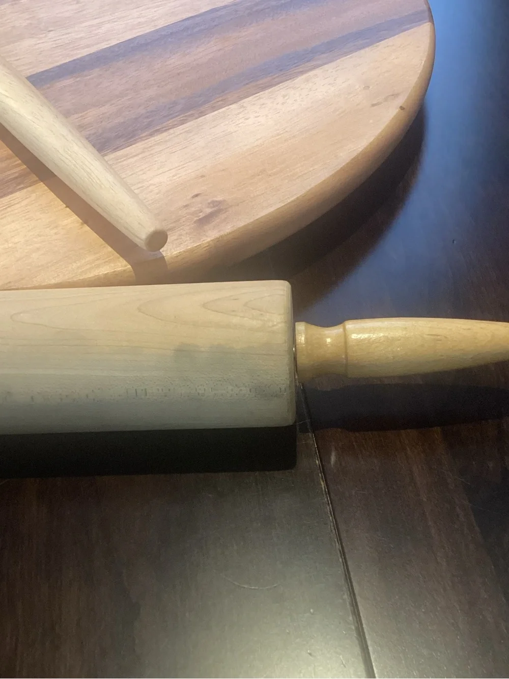 Vintage | Foley Maple Rolling Pin with Ball Bearings and carved handles. EUC